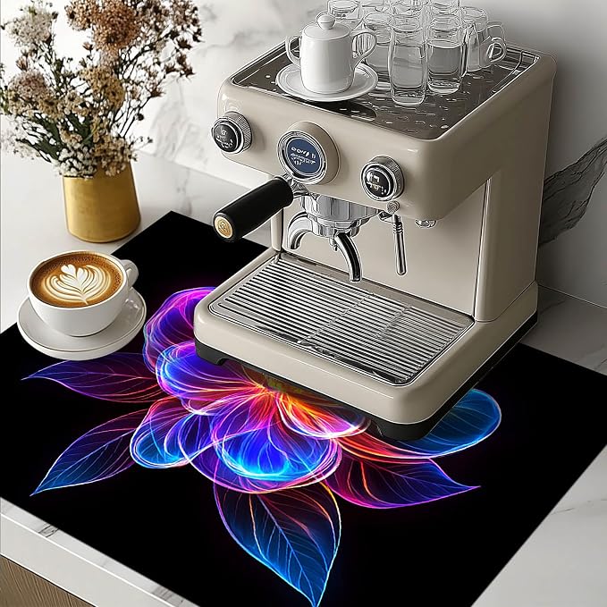 HOMETITUTE Neon Bloom Flower Stove Top Cover 28x20 Diatomite Mat