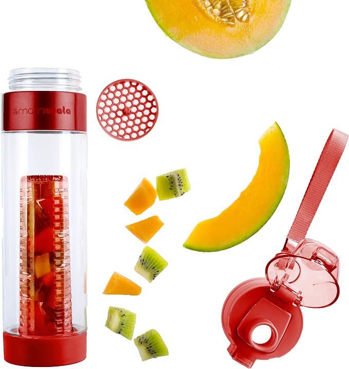 MAMI WATA Fruit Infuser Water Bottle – 24 oz BPA-Free Tritan Fruit Infused Plastic Water Bottle for Women Recipes eBook & Insulating Sleeve & Gift Box