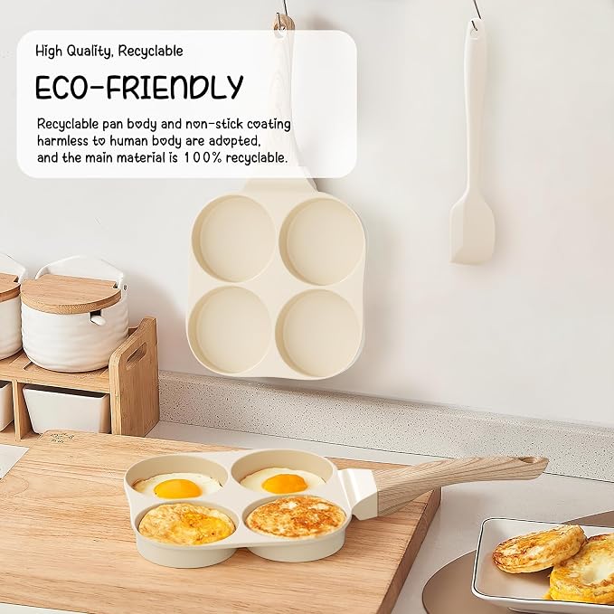 Caannasweis Ceramic Egg Pan Omelette Pan, 4-Cup Nonstick Omelette Skillet, Breakfast Frying Pan Egg Cooker Suitable for Gas Stove & Induction Cookware, PFOA PFOS Free, Yellow