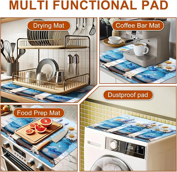 HOMETITUTE Summer Stove Top Covers for Electric Stove 28x20 Inches Coastal Mason Jar Floral Heat Resistant Glass Cooktop Protector Pad Decorative Stovetop Cover for Kitchen Coffee Bar Decor
