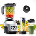 NEWBULIG Smoothie Blender for Kitchen with 6 Blades, Personal Blender for Smoothies with 24 34 60 oz BPA-Free Cups, Large Capacity, Portable and Easy Clean, for Ice Crush, Shakes, Sauces, Silver