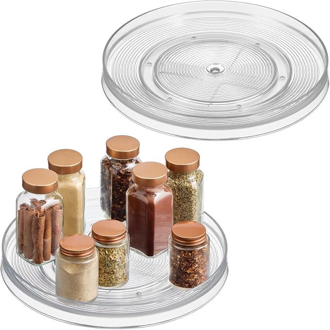 iDesign 11-Inch Round Lazy Susan Organizer, Set of 2, Clear | Kitchen or Pantry Storage