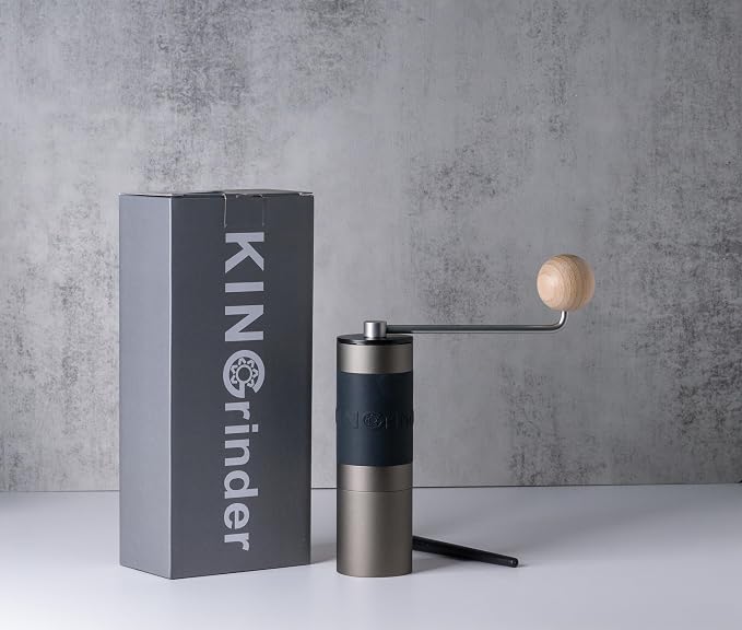 【Gray】KINGrinder K2 Manual Coffee Grinder Straight Handle Stainless Burr | Supports grind settings for various brewing methods such as pour-over and espresso