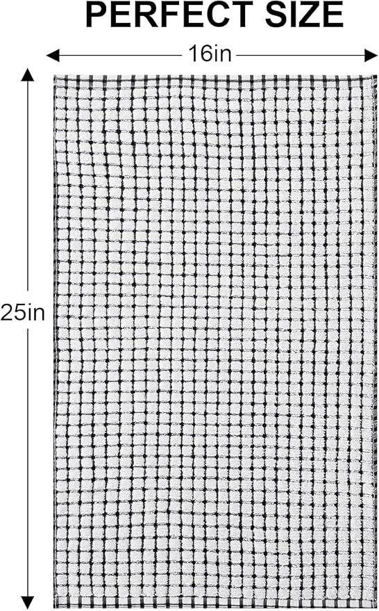 Kitinjoy Cotton 8 Pack Terry Kitchen Towels, Black | 16 x 25 Inches Super Soft and Absorbent Dish Towels, Quick Drying hand towels for kitchen Drying