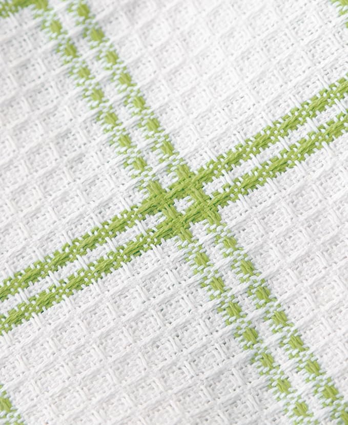 T-Fal Premium Waffle Dish Cloths: Highly Absorbent, Super Soft Long Lasting - 100% Cotton, 12"x13" Towel for Cleaning & Drying, (8-Pack), Green