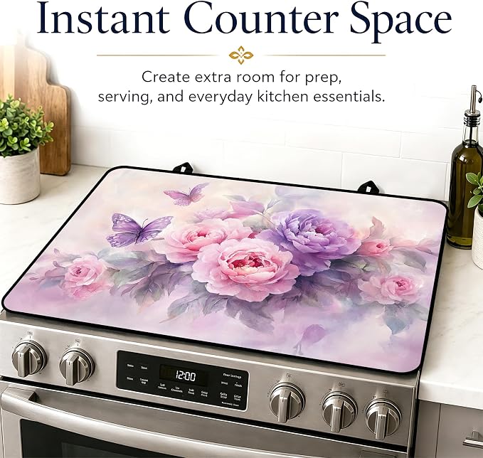 Stove Top Covers with A Non-slip Rubber Coating | protect Your Stove from Scratches, Extend Countertop Space, and Add A Classic Kitchen Touch