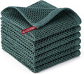 Kitchen Towels 6-Pack Kitchen Dish Cloths,100% Cotton,12x12,Blackish Green | Towels Waffle Weave,Ultra Soft Absorbent, Quick Drying