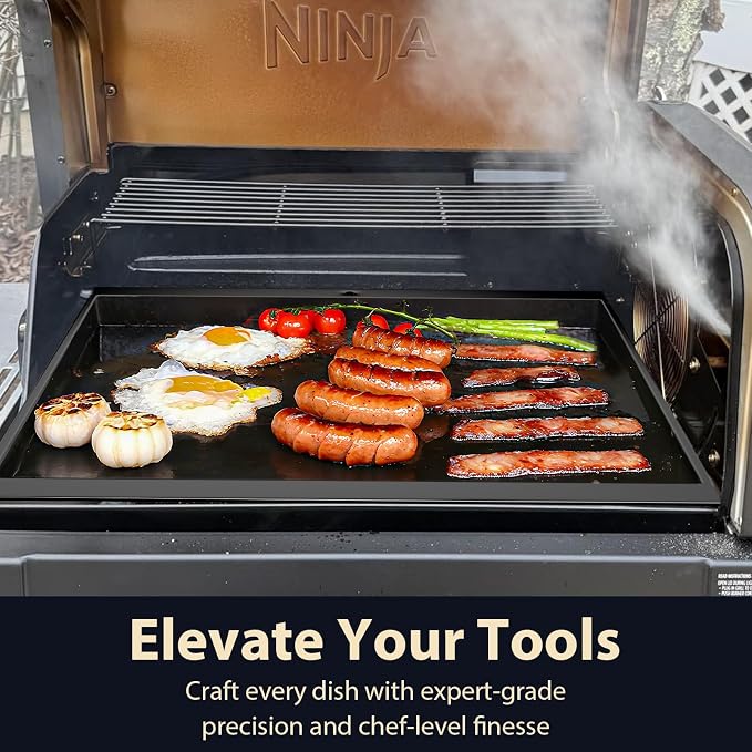 Utheer Full Griddle Plate for Ninja FlexFlame PG300, Nano Ceramic Nonstick | Full-size griddle insert with grease drain design, provides flat top cooking for BBQ, breakfast and camping meals