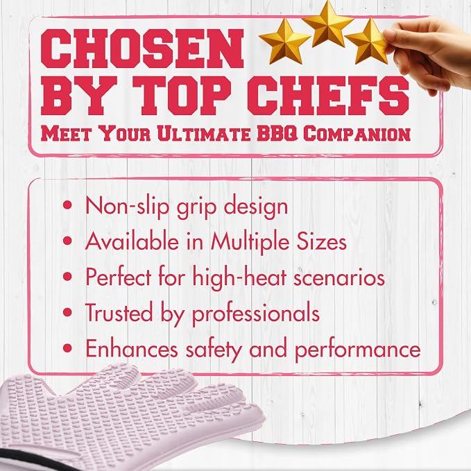 KITCHEN PERFECTION S Silicone Smoker BBQ Gloves - Heat Resistant Oven Mitts | Made For Women, Waterproof, 5-Finger Design For A Better Grip, For Meat Smoking, Grilling, Cooking, Frying Turkey, Grill Gift