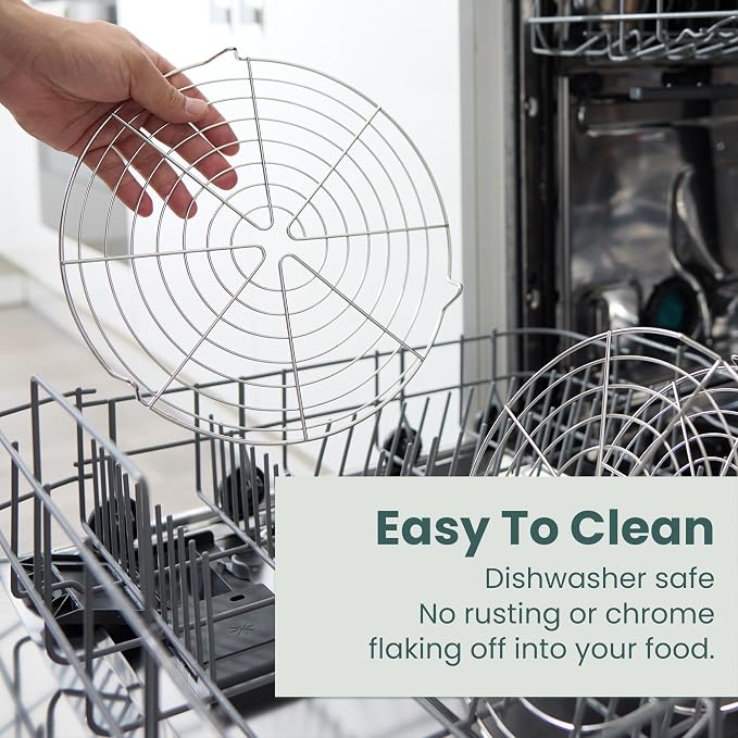 3 Set Round Cooling Racks for Baking (7.5, 9 & 10.5 Inch) | Oven & Dishwasher-Safe, 100% Stainless Steel, Steaming and Baking Rack , Fits Air Fryer, Pressure Cooker & Cake Pan