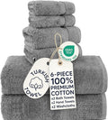 Chakir Turkish Linens 100% Cotton 6-Piece Towel Set, Gray | 100% cotton 6-pc set, OEKO-TEX certified: 2 bath 30x60, 2 hand 16x30, 2 washcloths 13x13