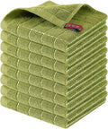 Homaxy 100% Cotton Terry Kitchen Dish Cloths, 8 Pack, Olive Green | Ultra Soft and Absorbent, Suitable for Drying and Washing Dishes