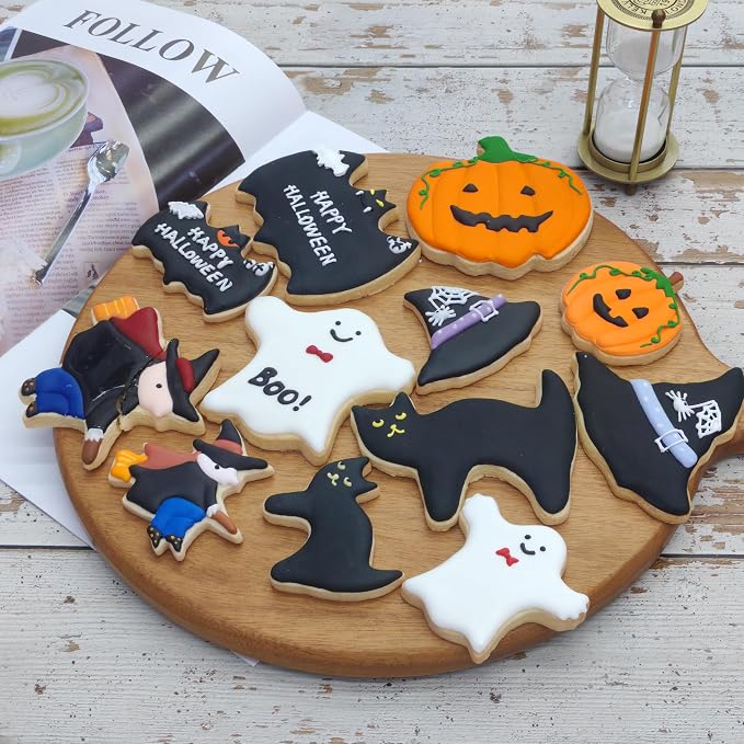 MrCookie Large Halloween Cookie Cutters,12pc/Set Thickened Stainless Steel. | Sandwich cutters & biscuit molds.Sturdy for cookies,sandwiches, cake,fruit.Ideal for DIY baking,home use,and parties.