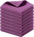 Kitinjoy 100% Cotton Waffle 8-Pack Kitchen Towels, 12" x 12", Violet | Ultra Absorbent, Super Soft, lightweight, Quick Drying Dish Rags for Washing Dishes