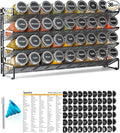 SpaceAid Spice Rack Organizer with 36 Spice Jars, 386 Spice Labels, Chalk Marker and Funnel Set for Cabinet, Countertop, Pantry, Cupboard or Door & Wall Mount - 36 Jars, 17.2" W × 10.8" H, Black