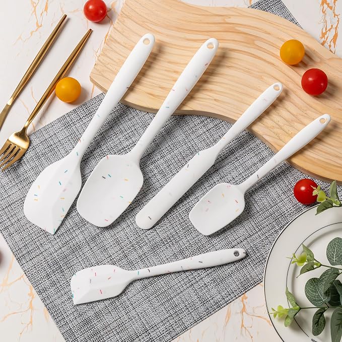 Silicone Spatula Set,5 Piece Food Grade Rubber Spatulas,Candy Color | Spatulas Silicone Heat Resistant for Baking,Cooking,and Mixing High Heat Resistant Non Stick Dishwasher Safe BPA-Free