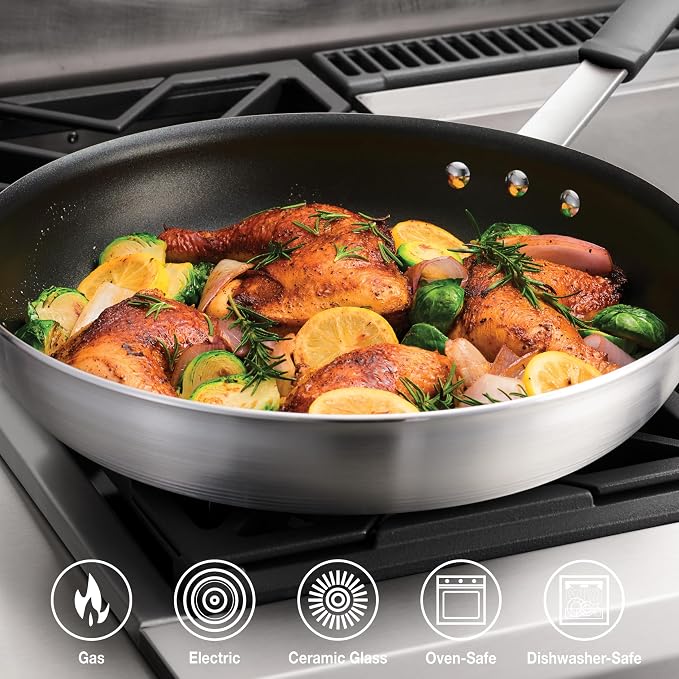 Tramontina Professional 14-Inch Non Stick Extra Large Frying Pan | Heavy-Gauge Aluminum Skillet with Reinforced Nonstick Coating, Gray Handle, Dishwasher and Oven Safe