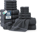 LANE LINEN Towel Set for Bathroom 18 Piece Soft Absorbent - Cool Grey | Towels And Washcloths Sets - Oversized & Roomy, Lightweight & Breathable, Fade-Resistant Color, Classic Terry Weave