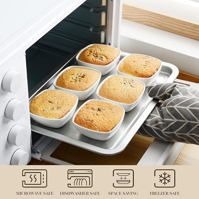 MALACASA 5 oz Porcelain Dip Bowls Set, 12 Pack Small Ramekins Stackable | Stackable Porcelain Dipping Sauce Dishes for Dessert, Snack, Brulee and Charcuterie