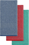 Mordimy Cotton Kitchen Towels (18"x 28", 3 Pack), Navy Blue/Red/Green | 100% Ring Spun Cotton, Super Absorbent, 380 GSM, Flat & Terry, Soft, Hanging Loop Dish Towels