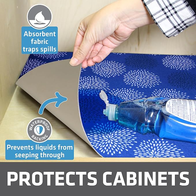 Drymate Premium XL Under Sink Mat, Waterproof Cabinet Protection Mats for Kitchen & Bathroom, Absorbent Shelf Liners, Slip-Resistant, Non-Adhesive, Machine Washable (USA Made)(24”x59”)(GoodBlue)