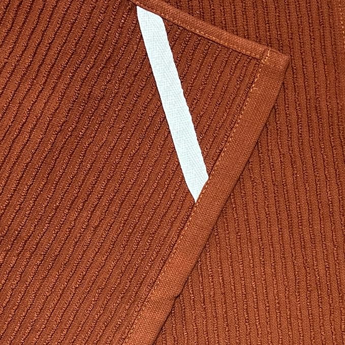 Cinnamon Maroon Rust Kitchen Dish Towels, Set of 3, 100% Cotton, 18" x 28" | Terry Loop Ribbed Textured, Soft & Absorbent Cleaning Cloth, Quick Dry, Multipurpose for Everyday Use