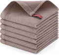 Homaxy 100% Cotton Waffle Weave Dish Cloths, 6 Pack, Brown | Soft and Absorbent Dish Towels, 12 x 12 Inches Quick Dry Dish Rags