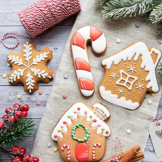 Christmas Cookie Cutters - 9 PCS Christmas Party Favors Decorations Kit Shaped in Santa Snowman Cane Candy |Stainless Steel Navidad Stroking Stuffers Food Gingerbread Baking Press Supplies for Kitchen