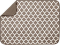 S&T INC. Dish Drying Mat, 18" x 24", XL, Tan Trellis | Absorbent Microfiber, Extra Large Kitchen Counter Mat for Dishes, Utensils, Pots and Pans, Machine Washable