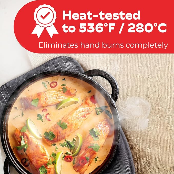 Silicone Pot Holders - Set of 2 Grey - 10x3 - Heat Resistant to 536 F / 280 C Kitchen Protectors Hot Pans Baking Professional Grade Cooking Mitts