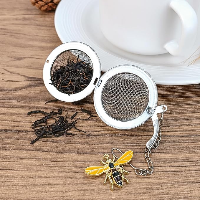 2PC Stainless Steel Mesh Tea Infuser,2.1 inch Tea Ball with Honey Bee | Tea Diffuser Tea Steeper for Filtering Tea,Tea Infusers for Loose Tea,Tea Strainer for Flavoring Herbal Spices and Seasonings