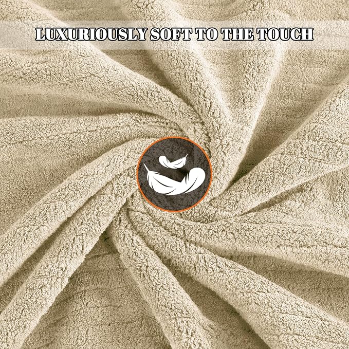 4 Pack Bath Towels Set 35 x 70in Extra Large, Ultra Soft Microfiber | Luxury Thick High Absorbent and Quick Dry Bath Sheet for Bathroom, Beach, Yoga, Sport,SPA, Fitness, Beige