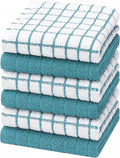 Bumble Dish Cloths (6-Pack), 100% Cotton Kitchen Towels, 12"x12" - Aqua | 405 GSM | Soft, Highly Absorbent & Durable Dish Towels for Kitchen