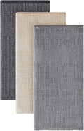 Homaxy 380 GSM Cotton Premium Kitchen Towels 3 Pack, 18"x 28", Mix | Flat and Terry Dish Towels, Highly Absorbent Tea Towel Set with Hanging Loop, Soft Kitchen Hand Towels, Grey/Khaki/Black