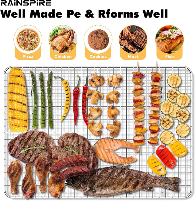 Cooling Rack Stainless Steel, Heavy Duty Cooling Racks for Cooking and Baking, Oven Safe Wire Rack for Cooking, Baking Rack for Oven Cooking Fits Jelly Roll Pan, 10" x 15", 1-Pack
