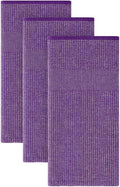 Homaxy 380 GSM Cotton Premium Kitchen Towels 3 Pack, 18"x 28", Purple | Flat and Terry Dish Towels, Highly Absorbent Tea Towel Set with Hanging Loop, Soft Utility Kitchen Hand Towels
