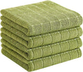 Homaxy 100% Cotton Terry Kitchen Towels, 4 Pack, Olive Green | Ultra Soft and Absorbent Dish Towels for Kitchen, Suitable for Drying and Washing Dishes