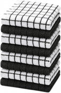 Bumble Dish Cloths (8-Pack), 100% Cotton Kitchen Towels, 12"x12" - Black | 405 GSM | Soft, Highly Absorbent & Durable Dish Towels for Kitchen
