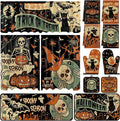 13 Pcs Halloween Gothic Kitchen Set with Towels Terror Forest Bat Nonslip Mats Skull Curtains Valance Pot Holders Oven Mitts for Halloween Kitchen Dining Table Home Accessories