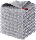 Homaxy 100% Cotton Terry Kitchen Dish Cloths, 8 Pack, Light Grey | Ultra Soft and Absorbent, Suitable for Drying and Washing Dishes