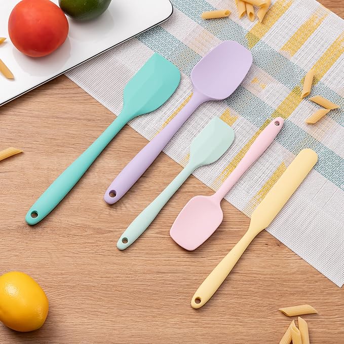 Silicone Spatula Set,5 Piece Food Grade Rubber Spatulas,Multicolor 3 | Spatulas Silicone Heat Resistant for Baking,Cooking,and Mixing High Heat Resistant Non Stick Dishwasher Safe BPA-Free
