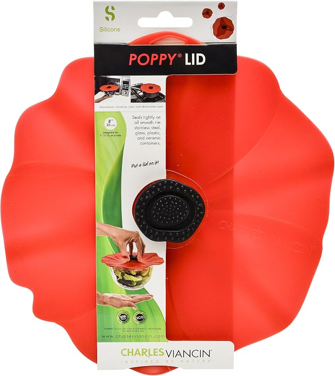Charles Viancin - Poppy Silicone Lid for Food Storage and Cooking - Airtight Seal on Any Smooth Rim Surface - BPA-Free - Oven, Microwave, Freezer, Stovetop and Dishwasher Safe (11 Inch)