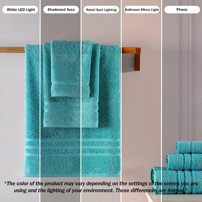 Hawmam Linen Luxury Cotton Washcloths 13x13 Inch - Large Hotel Spa Bathroom Face Towel | 12 Pack | Teal