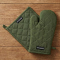 Encasa XO Oven Mitts and Pot Holders Set, Heat Resistant Cotton | Leaf Green, Diamond Quilted | Non-Slip Grip | Microwave & Oven Safe | Hanging Loop | Machine Washable | Set of 2