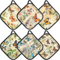 6 Pack Pot Holders 100% Cotton Heat Resistant Potholder, Machine Washable Pot Holder, Hot Pads, Table Pads for Cooking Baking (Q)