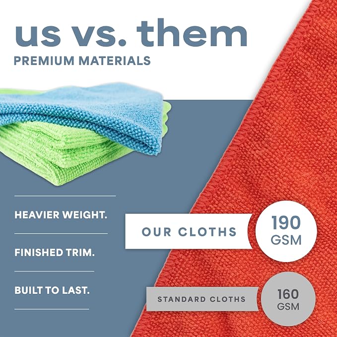 S&T INC. Microfiber Cleaning Cloth, 200 Pack, 11.5" x 11.5" | Bulk Cleaning Cloth for Home and Car, Reusable and Multi-Purpose Cleaning Rags for Business, Machine Washable