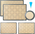 Silicone Baking Mat Set of 5, Katbite Food Grade Non-stick Reusable Cookie Sheet Bakeware Mats for Making Macaron, Cookie, Pizza, Pastry