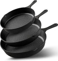 Utopia Kitchen Cast Iron Skillet Set 3 Piece 6 8 10 Inch PFAS-Free Black | Chef Pan, Even Heat Distribution, Stovetop, Campfire and Grill Safe, Large Skillet Set, Indoor Outdoor Use