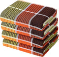 Bright Large Kitchen Towels, 4-Pack, 16 Inch x 26 Inch Buffalo Check Dish Towels for Washing Drying Dishes, Colorful Waffle Design Tea Towel Bar Towel (Orange)