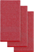 Mordimy Premium Large Cotton Kitchen Towels (18"x 28", 3 Pack), Red | 100% Ring Spun Cotton, Super Absorbent, 380 GSM, Flat & Terry, Soft, Hanging Loop Dish Towels